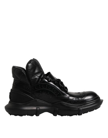 Dolce & Gabbana Black Leather Casual Mens Ankle Boots Shoes