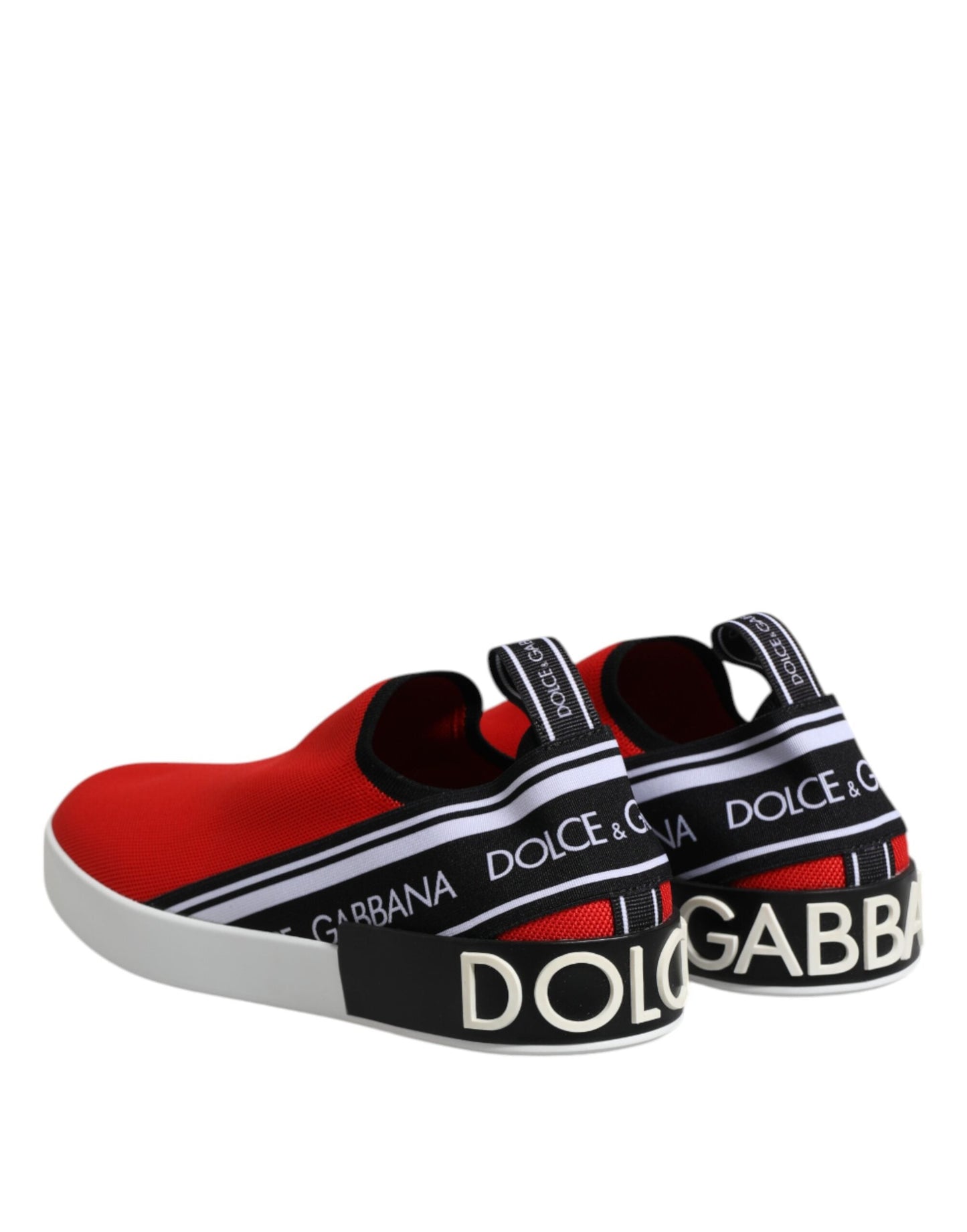 Dolce & Gabbana Red Logo Low Top Slip On Men Sneakers Shoes