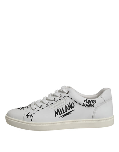 Dolce & Gabbana White London Calf Leather Men Sneakers Shoes