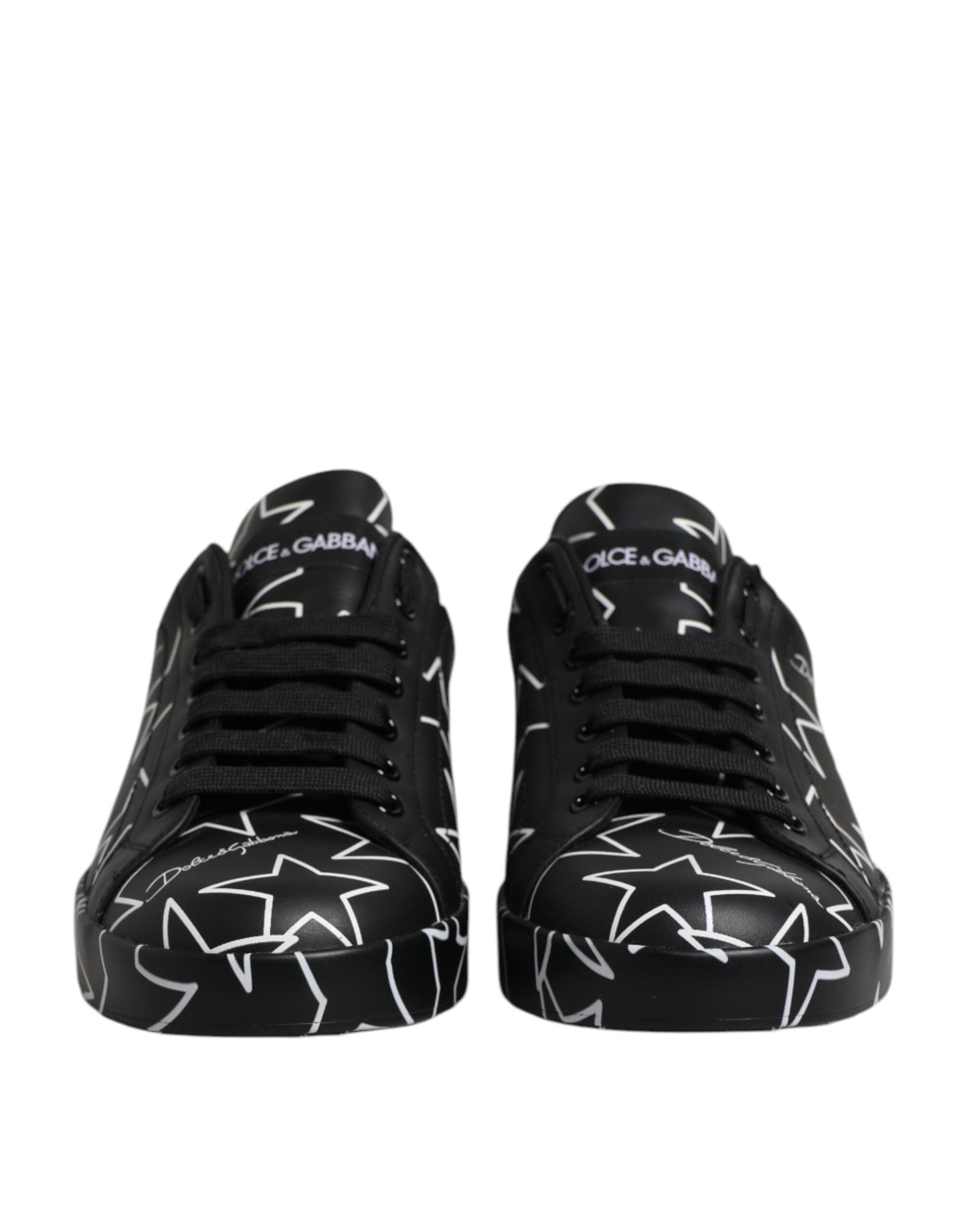 Dolce & Gabbana Black White Stars Low Top Men Sneakers Shoes