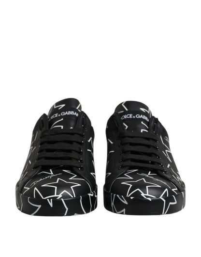 Dolce & Gabbana Black White Stars Low Top Men Sneakers Shoes