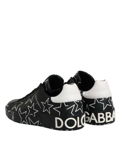 Dolce & Gabbana Black White Stars Low Top Men Sneakers Shoes