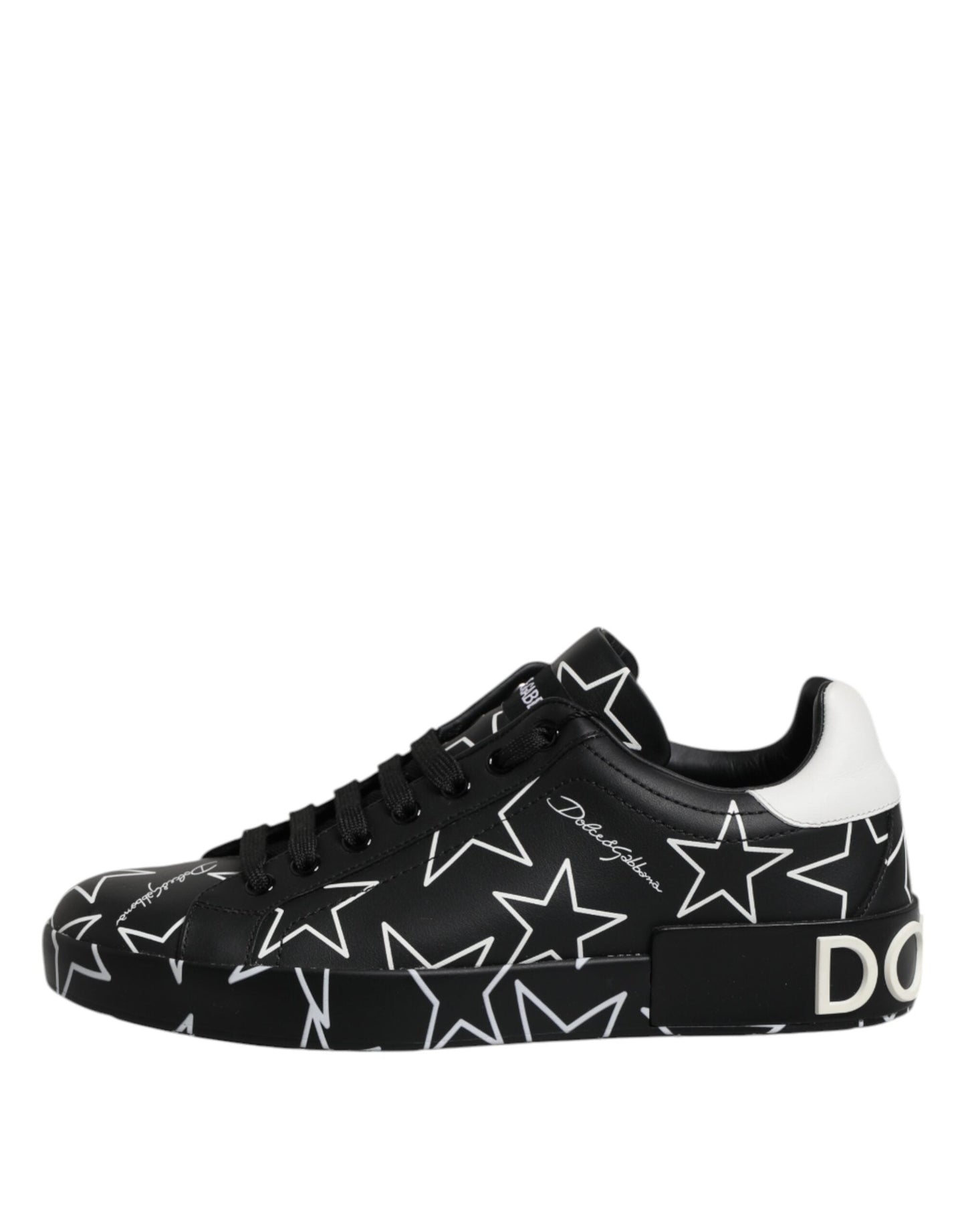 Dolce & Gabbana Black White Stars Low Top Men Sneakers Shoes