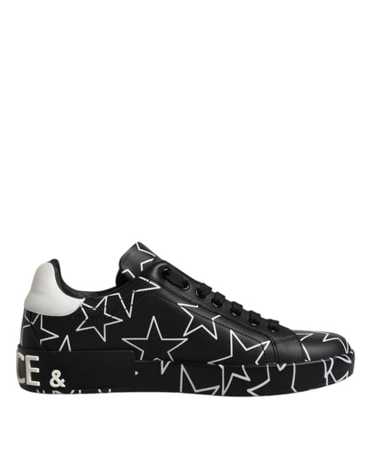 Dolce & Gabbana Black White Stars Low Top Men Sneakers Shoes