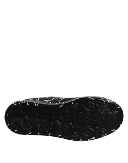 Dolce & Gabbana Black White Stars Low Top Men Sneakers Shoes