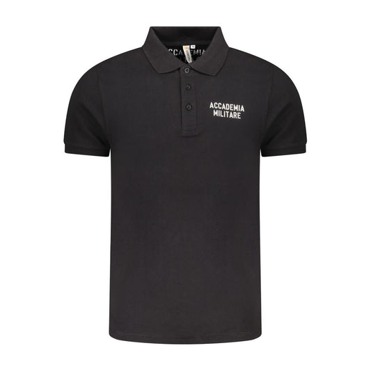 Accademia Militare Black Cotton Polo Shirt