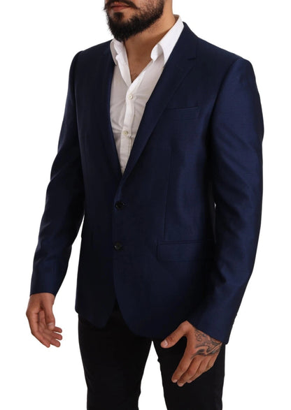 Dolce & Gabbana Blue MARTINI Wool Slim Fit Coat Blazer