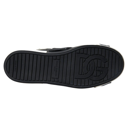 Dolce & Gabbana Black Leather Low Top Sneakers Portofino Shoes