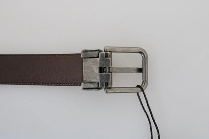Dolce & Gabbana Blue Perforated Leather Gray Buckle Belt