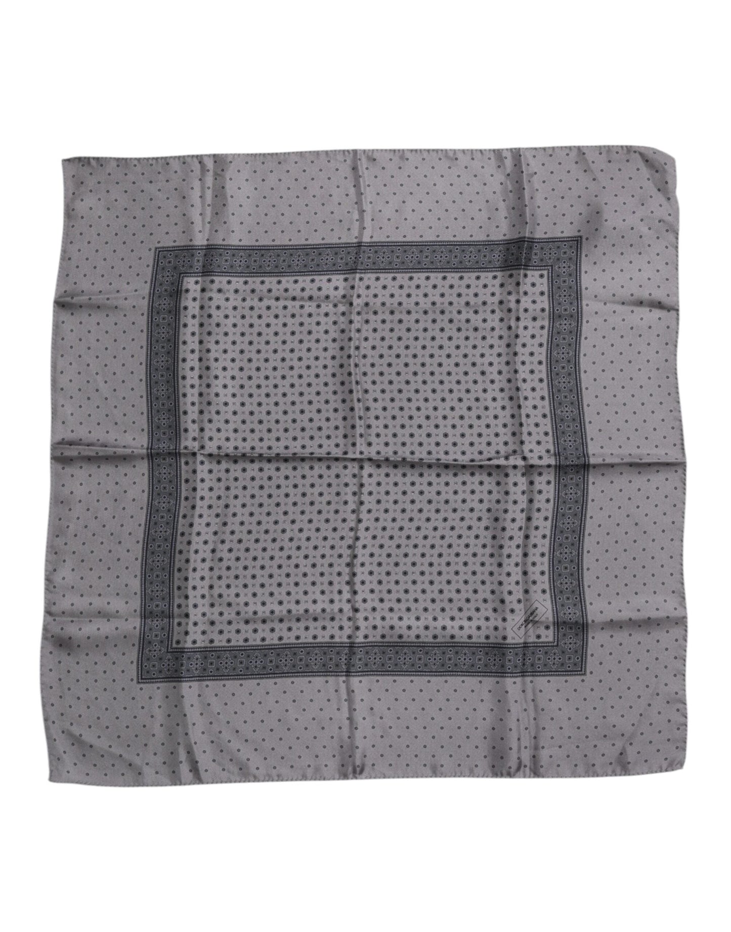 Dolce & Gabbana Gray Polka Dot Silk Square Men Foulard Scarf