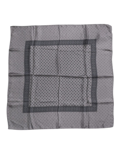 Dolce & Gabbana Gray Polka Dot Silk Square Men Foulard Scarf