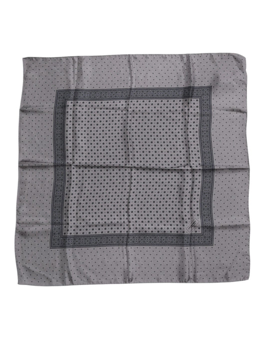 Dolce & Gabbana Gray Polka Dot Silk Square Men Foulard Scarf