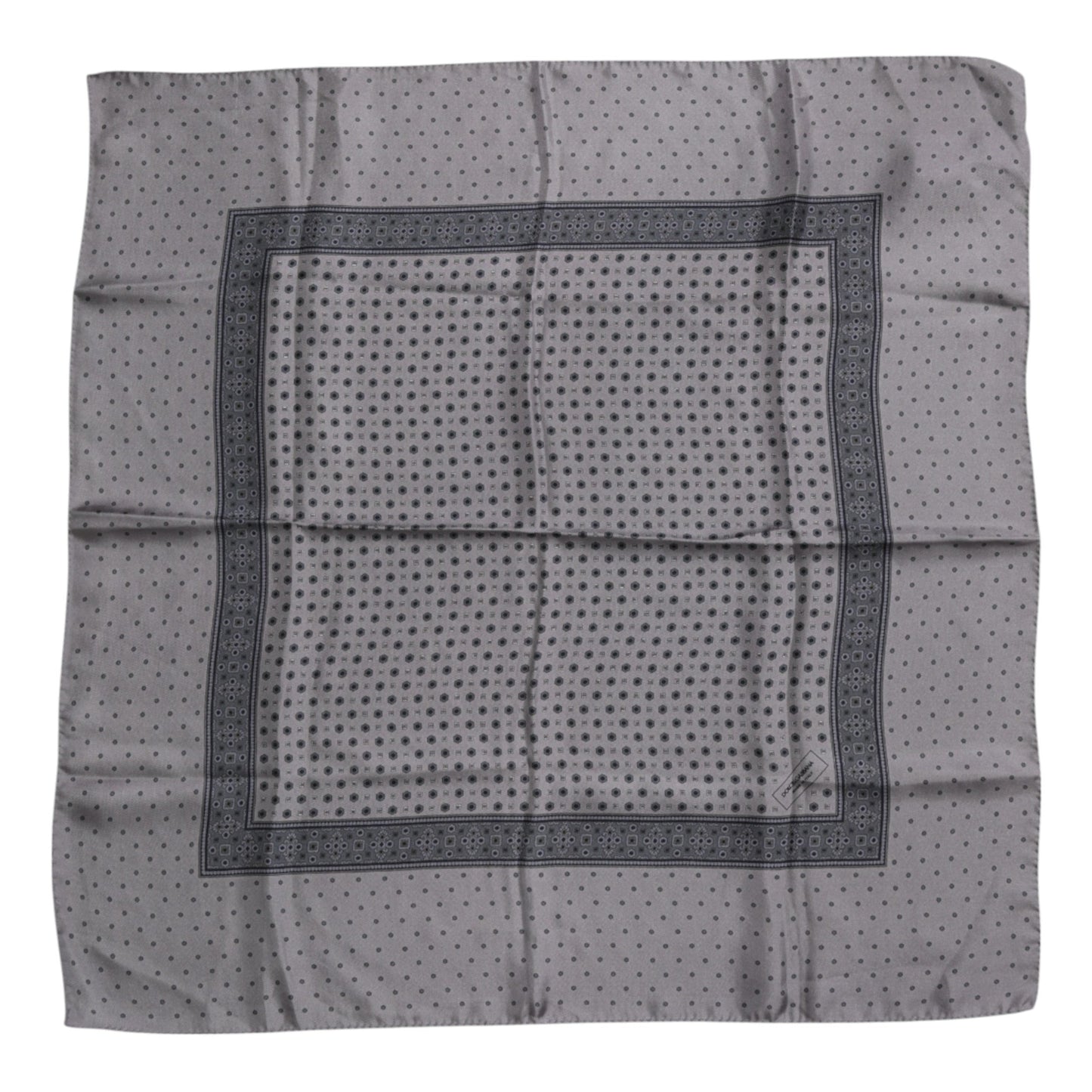 Dolce & Gabbana Gray Polka Dot Silk Square Men Foulard Scarf