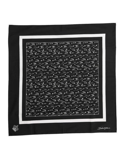Dolce & Gabbana Black White Printed Square Foulard Scarf