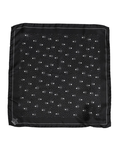 Dolce & Gabbana Black White Printed Square Men Foulard Scarf
