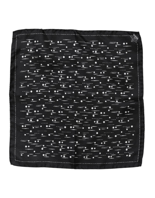 Dolce & Gabbana Black White Printed Square Men Foulard Scarf