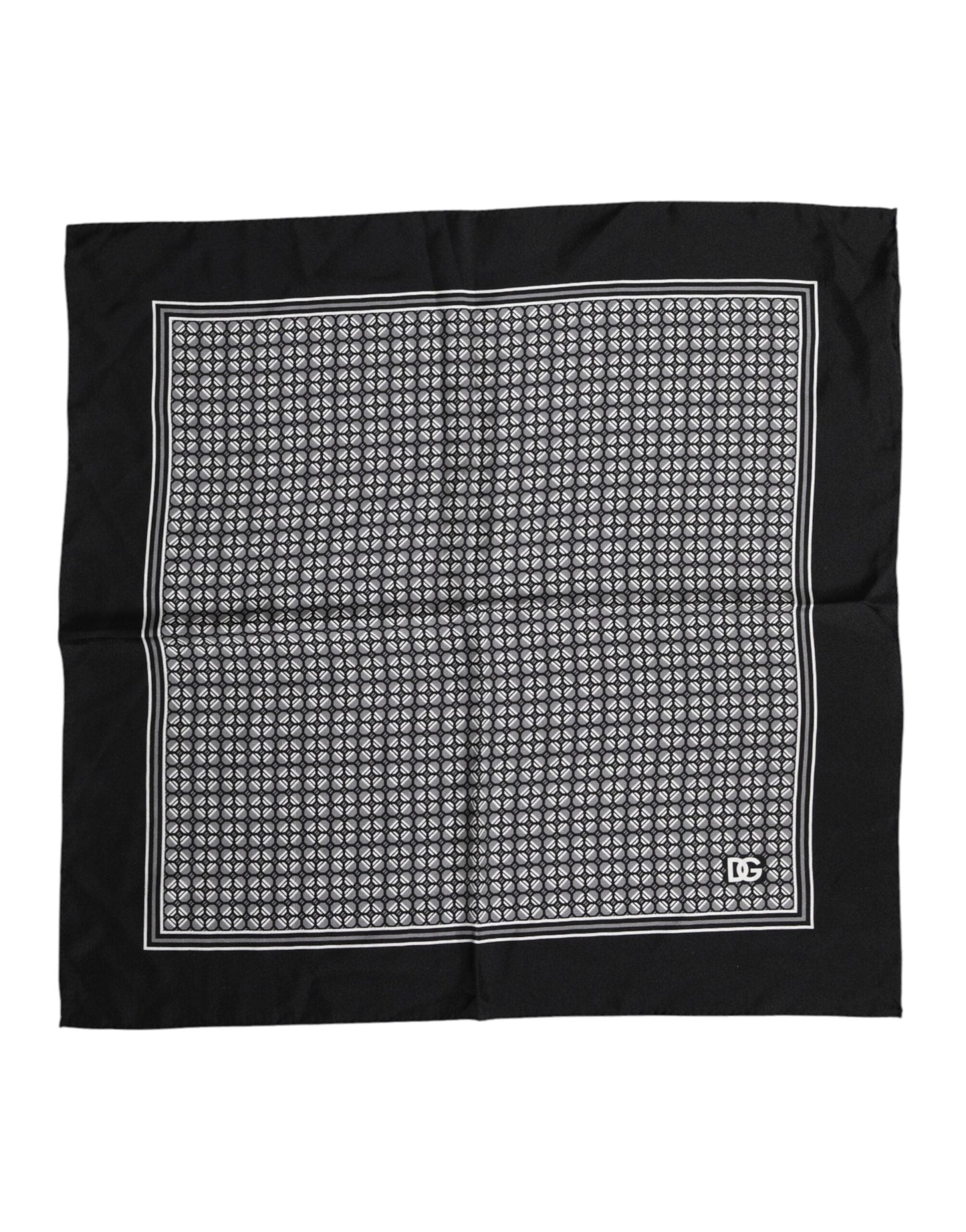Dolce & Gabbana Black White Patterned Square Foulard Scarf