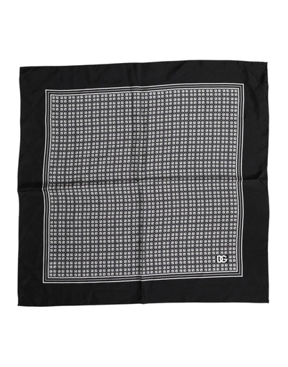 Dolce & Gabbana Black White Patterned Square Foulard Scarf
