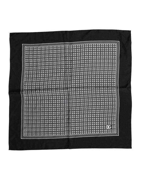 Dolce & Gabbana Black White Patterned Square Foulard Scarf