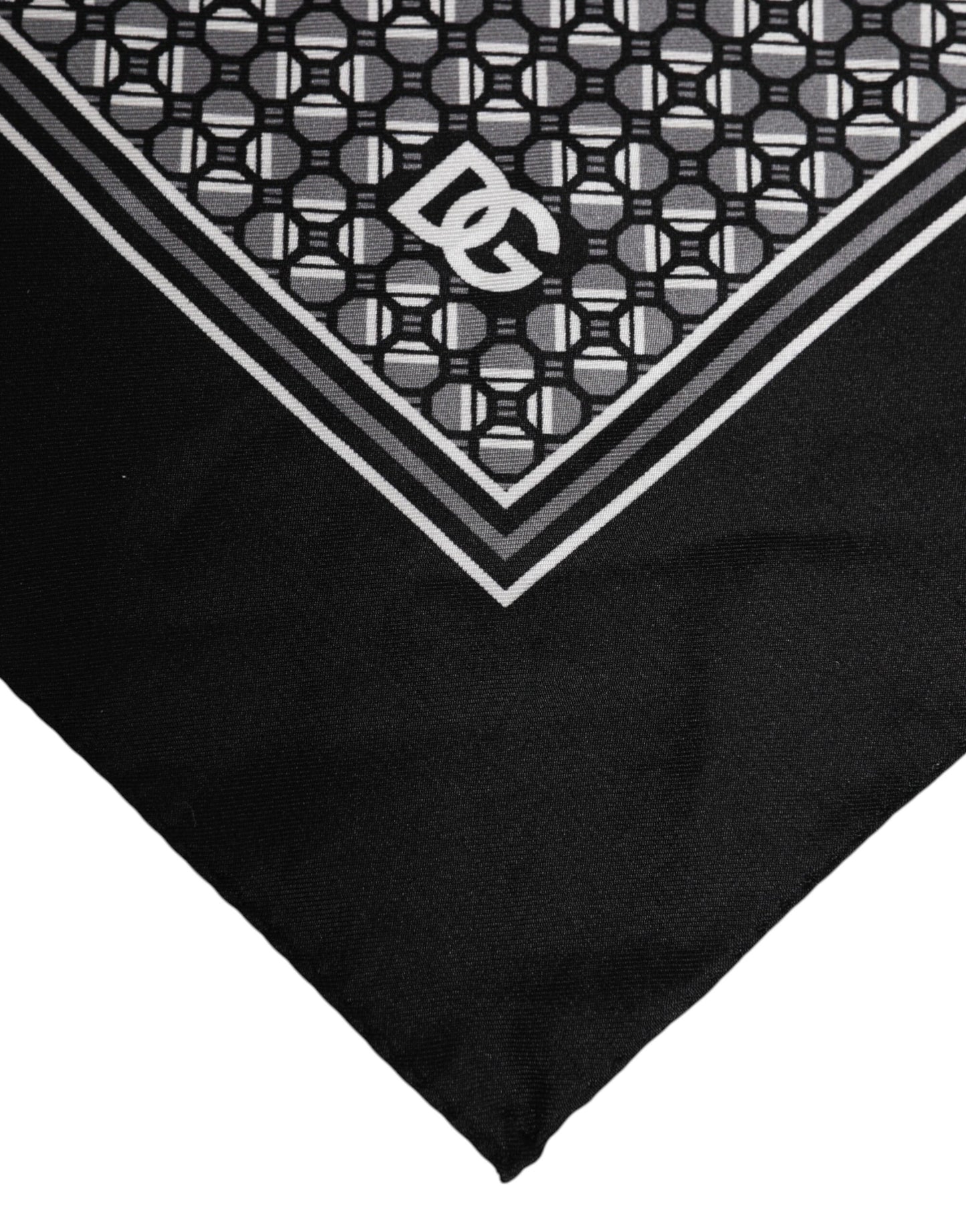 Dolce & Gabbana Black White Patterned Square Foulard Scarf