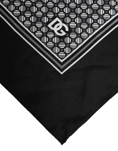 Dolce & Gabbana Black White Patterned Square Foulard Scarf
