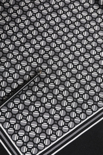 Dolce & Gabbana Black White Patterned Square Foulard Scarf