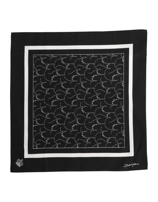 Dolce & Gabbana Black White Printed Square Foulard Scarf
