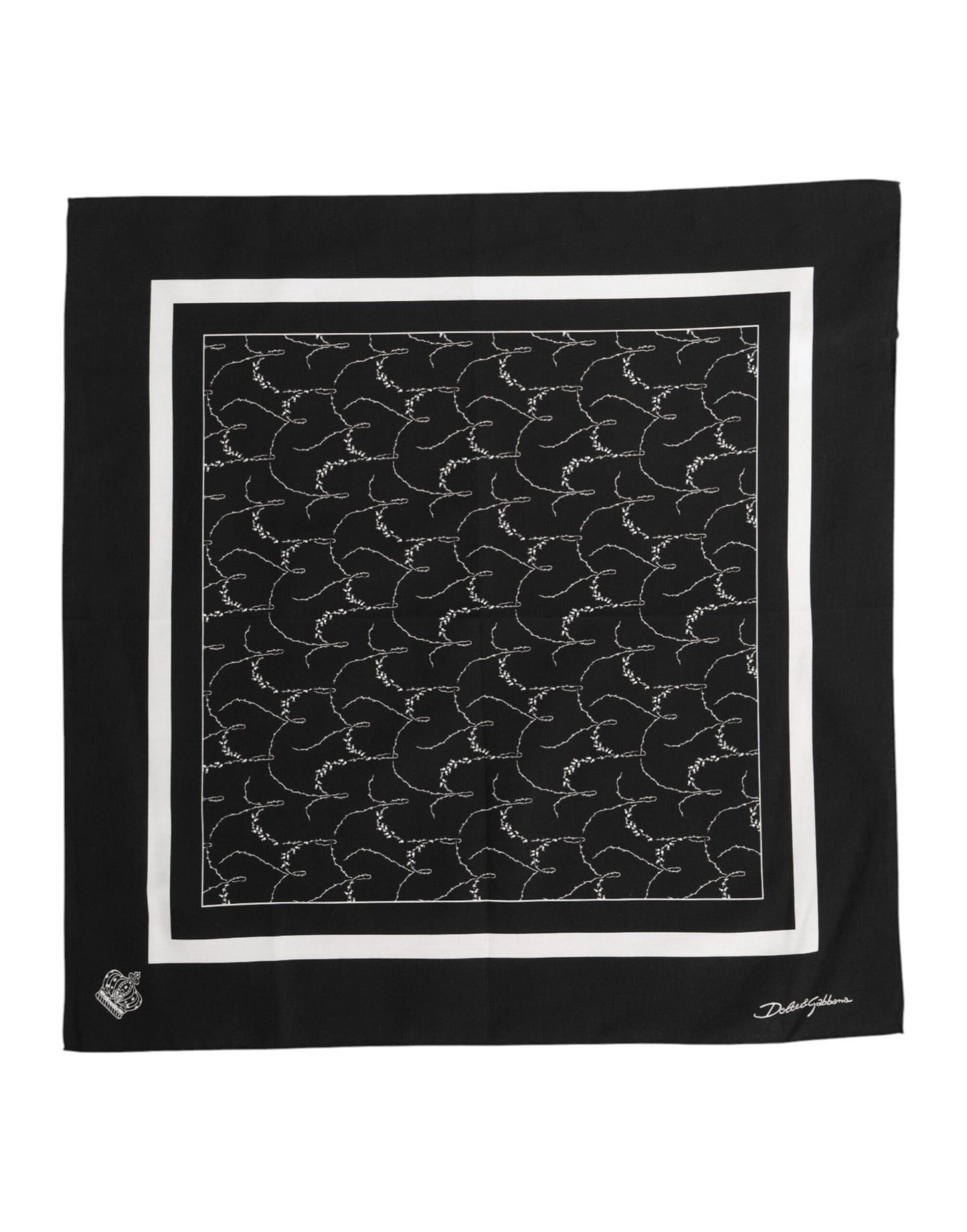 Dolce & Gabbana Black White Printed Square Foulard Scarf