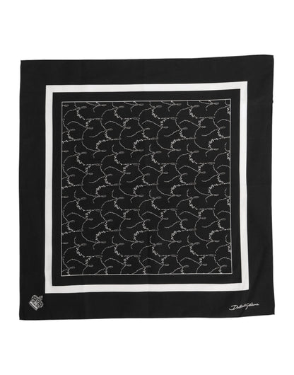 Dolce & Gabbana Black White Printed Square Foulard Scarf
