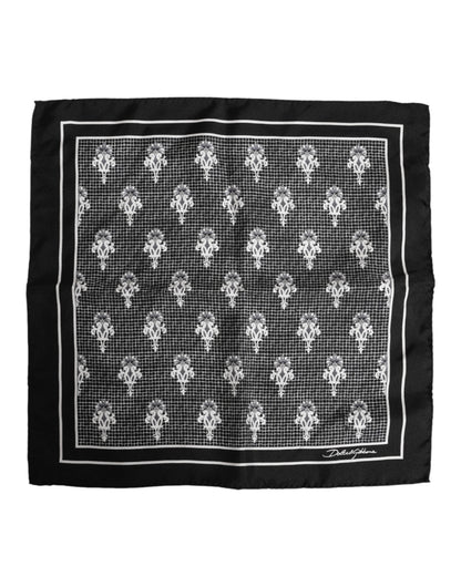 Dolce & Gabbana Black White Printed Square Foulard Scarf