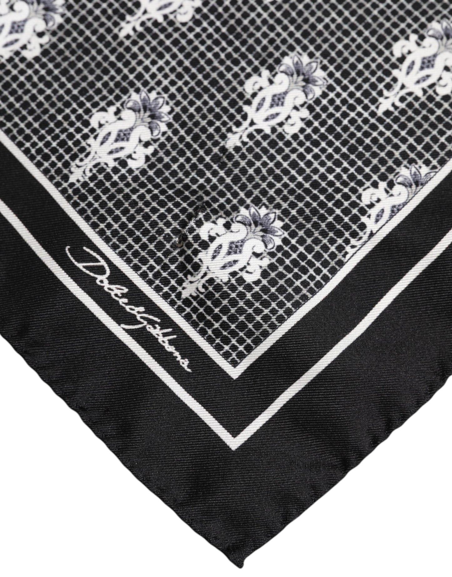 Dolce & Gabbana Black White Printed Square Foulard Scarf