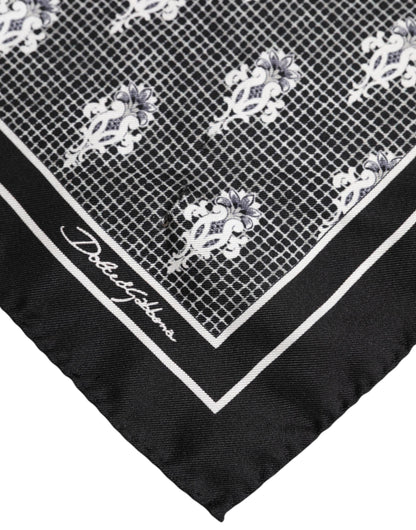 Dolce & Gabbana Black White Printed Square Foulard Scarf