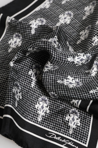 Dolce & Gabbana Black White Printed Square Foulard Scarf
