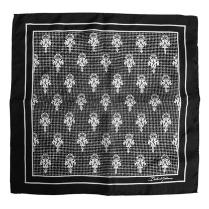 Dolce & Gabbana Black White Printed Square Foulard Scarf