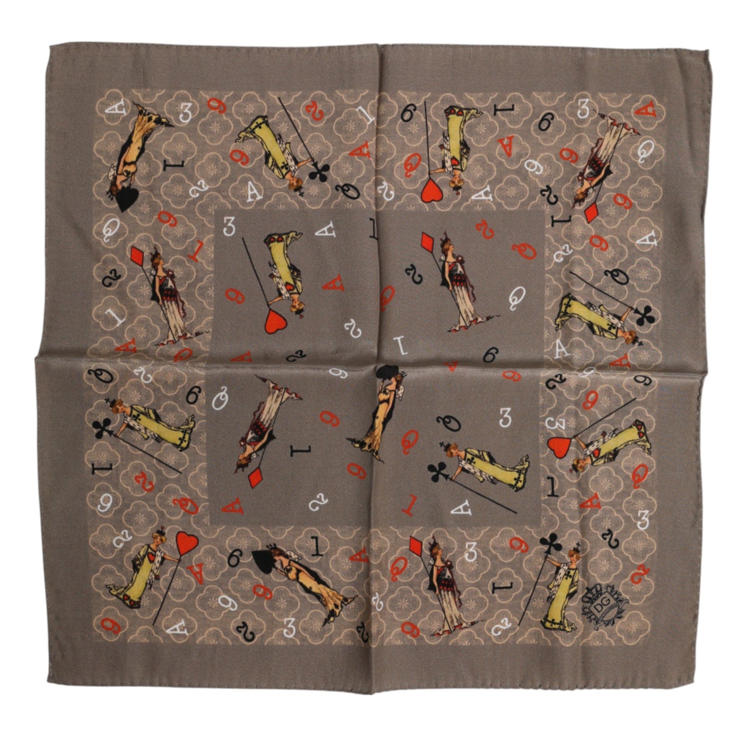 Dolce & Gabbana Brown Silk Printed Square Men Foulard Scarf