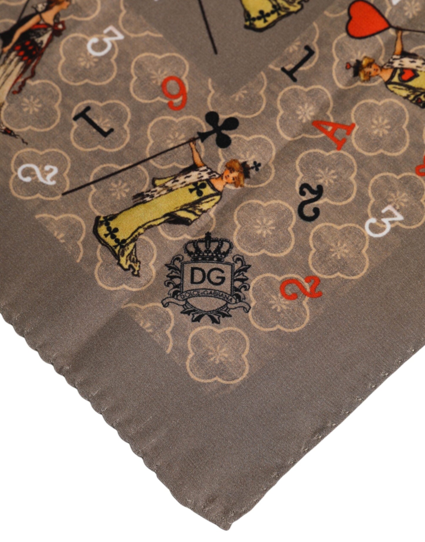 Dolce & Gabbana Brown Silk Printed Square Men Foulard Scarf