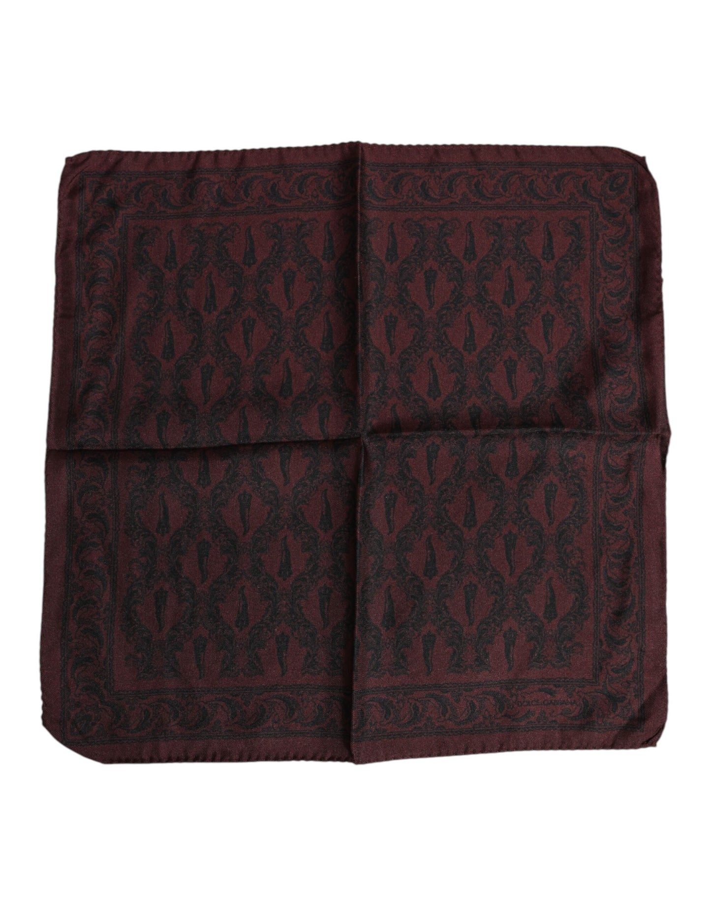 Dolce & Gabbana Maroon Black Printed Square Men Foulard Scarf