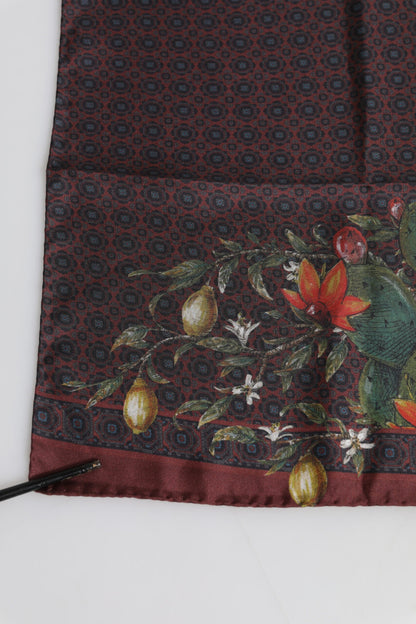 Dolce & Gabbana Brown Peacock Print Square Men Foulard Scarf