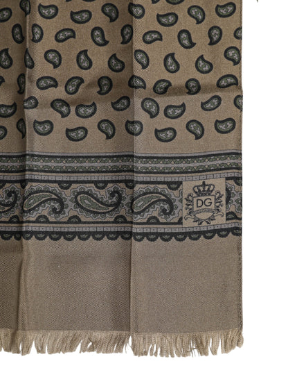 Dolce & Gabbana Brown Printed Neck Warmer Men Foulard Scarf