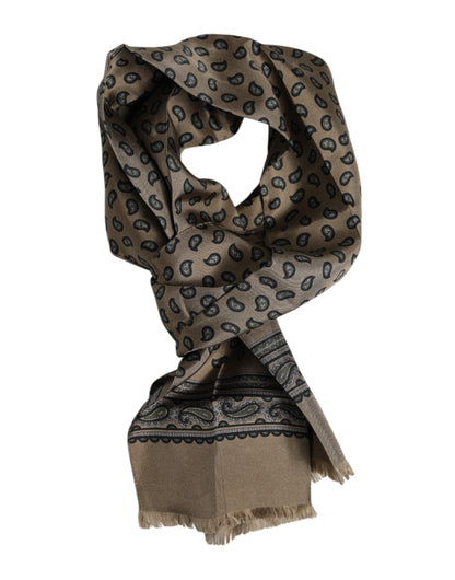 Dolce & Gabbana Brown Printed Neck Warmer Men Foulard Scarf