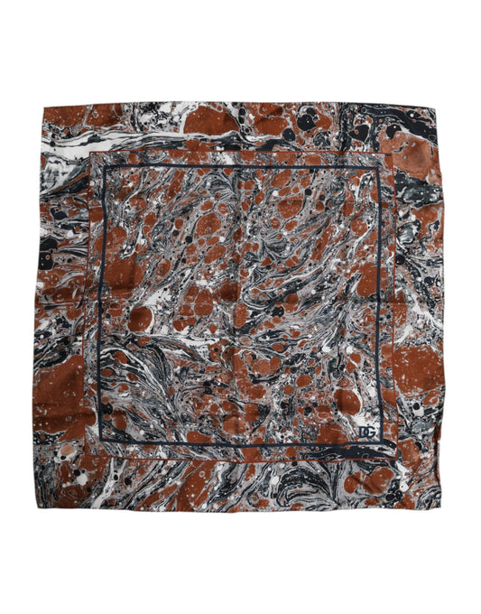 Dolce & Gabbana Multicolor Marble Silk Square Foulard Scarf