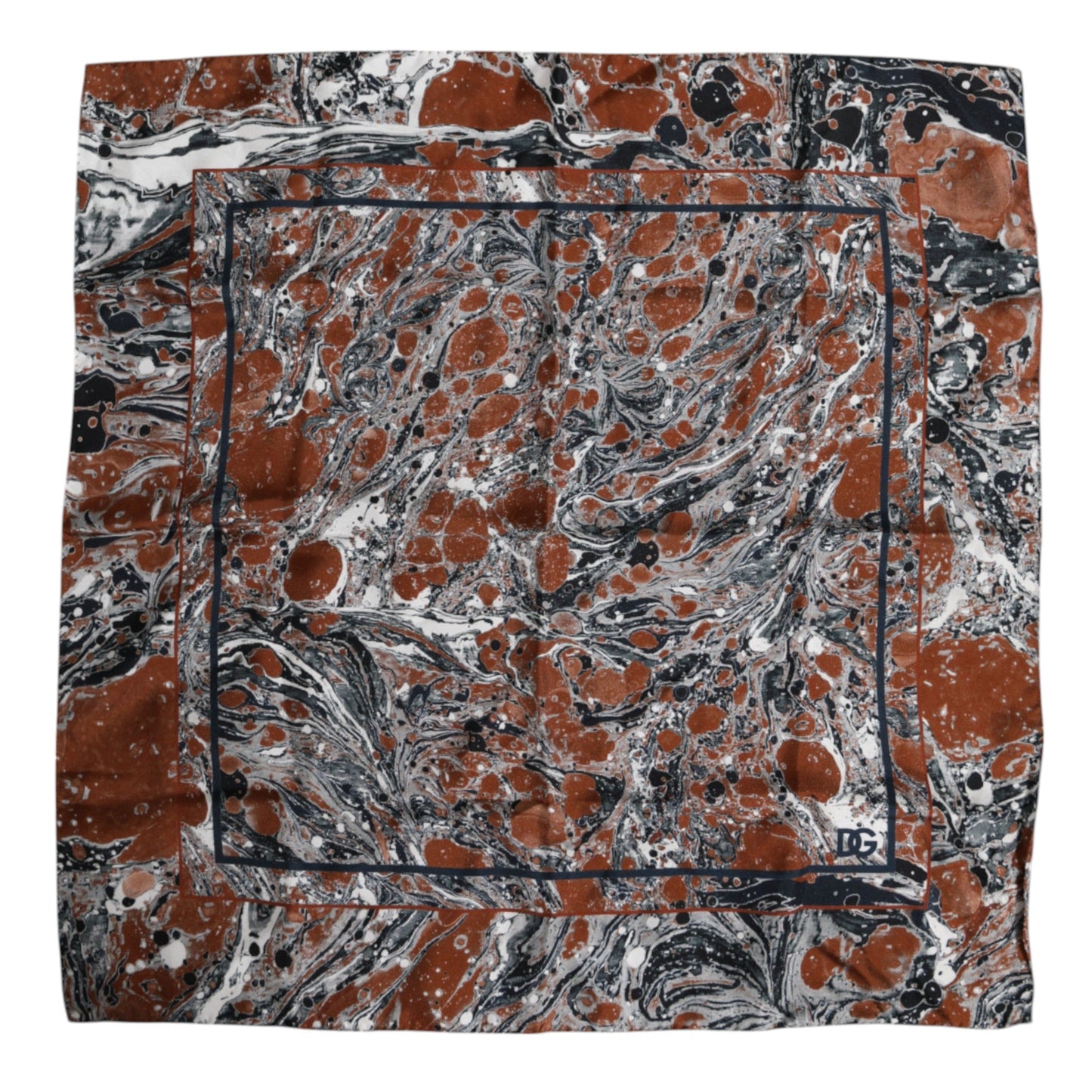 Dolce & Gabbana Multicolor Marble Silk Square Foulard Scarf