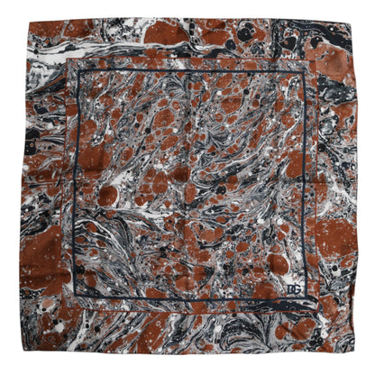 Dolce & Gabbana Multicolor Marble Silk Square Foulard Scarf