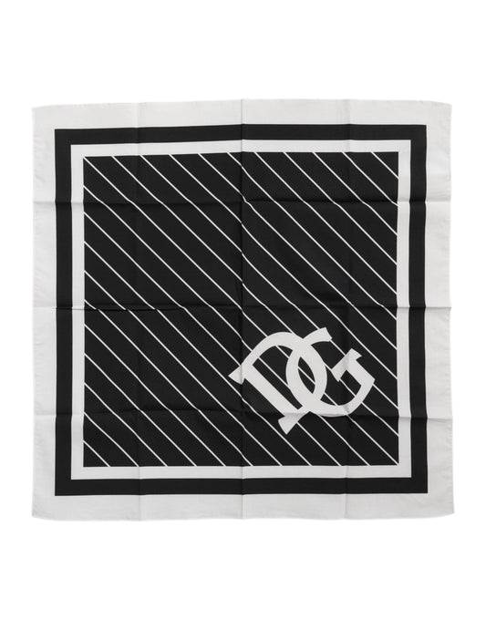 Dolce & Gabbana Black White DG Logo Square Men Foulard Scarf