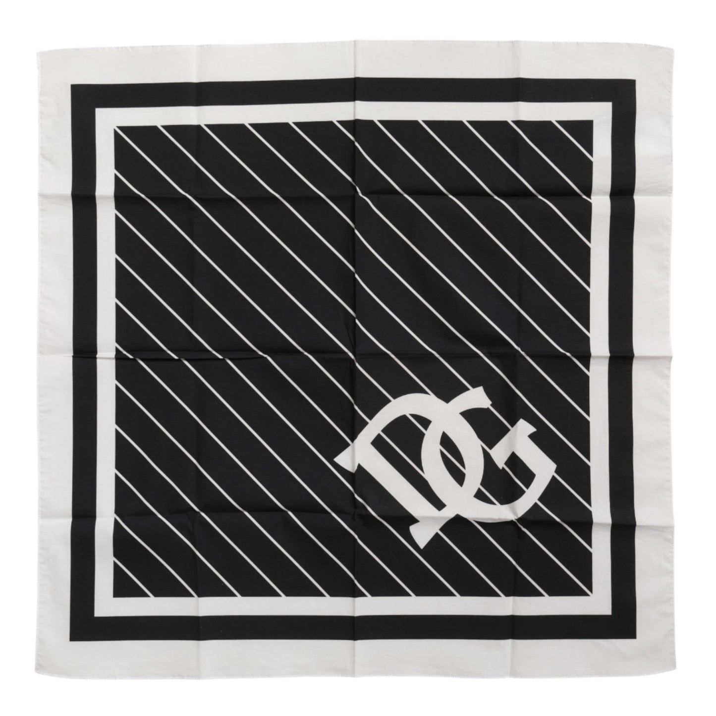 Dolce & Gabbana Black White DG Logo Square Men Foulard Scarf