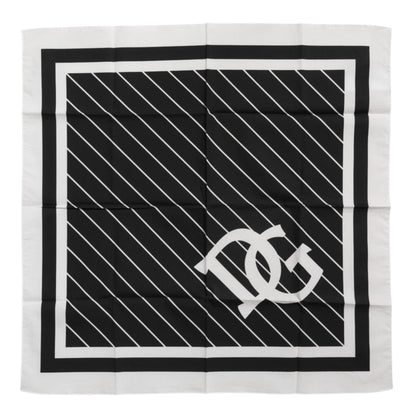 Dolce & Gabbana Black White DG Logo Square Men Foulard Scarf