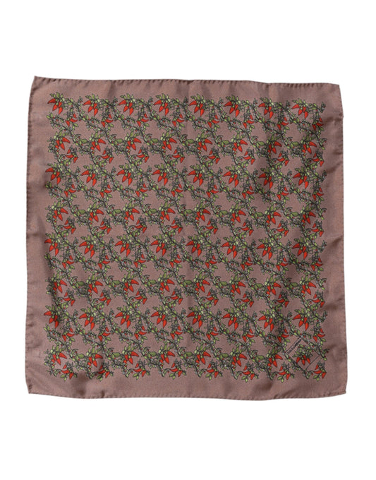 Dolce & Gabbana Brown Chili Print Silk Square Foulard Scarf