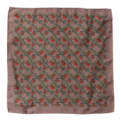 Dolce & Gabbana Brown Chilis Silk Square Men Foulard Scarf