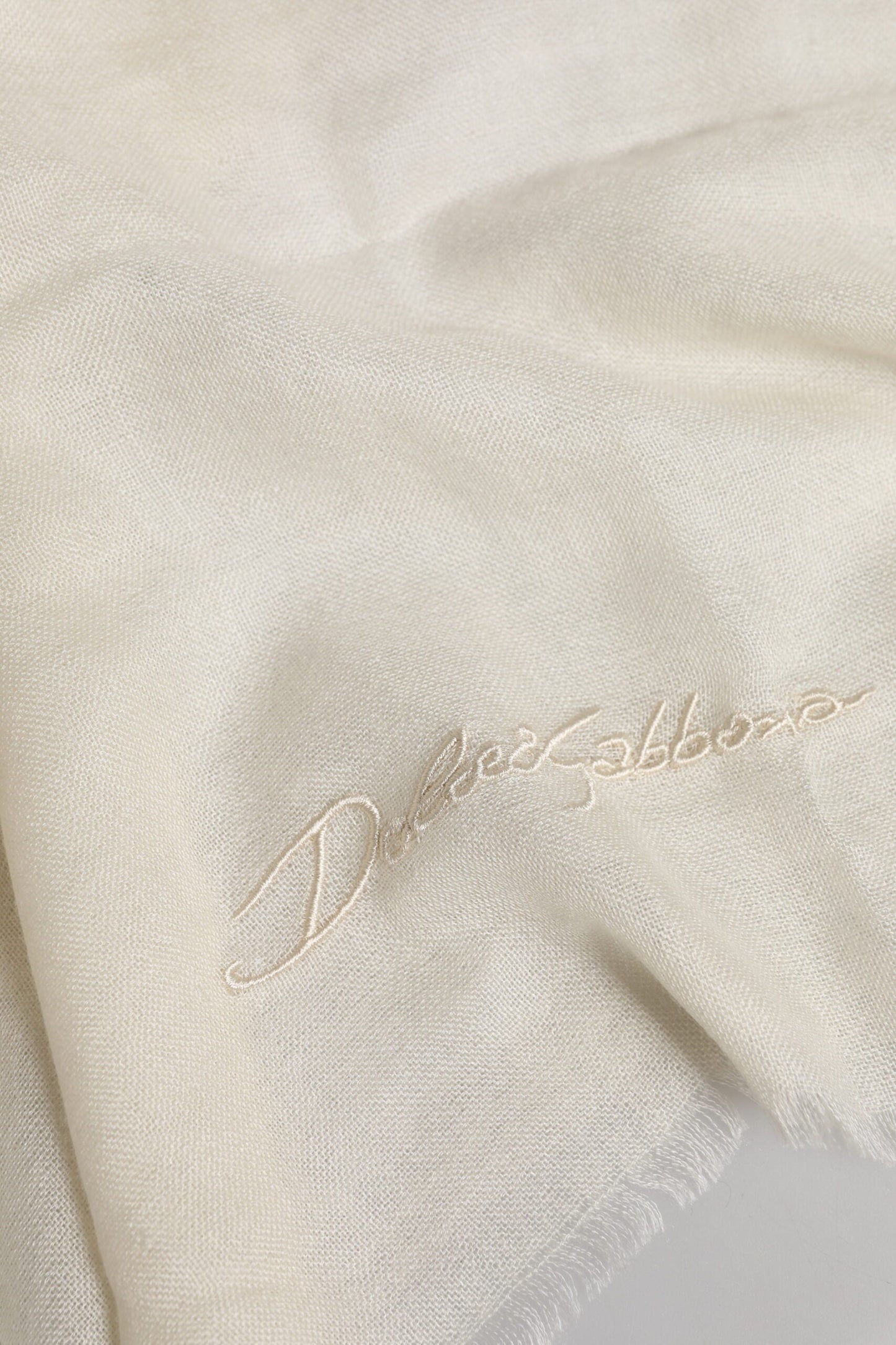 Dolce & Gabbana White Cashmere Neck Warmer Wrap Shawl Scarf