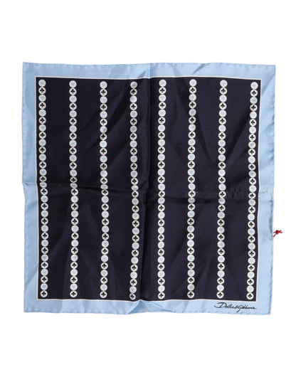 Dolce & Gabbana Blue Printed Silk Square Men Foulard Scarf
